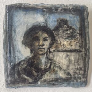 Blue Portrait Series - Woman with Mt Vesuvius